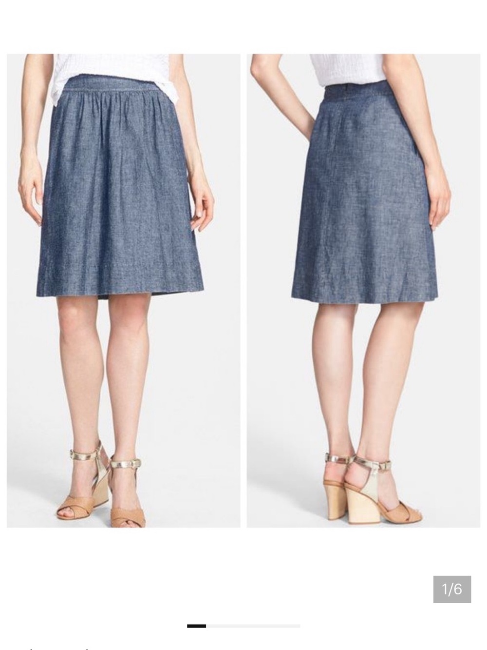Eileen Fisher Denim-Textured A-Line Skirt - Blue